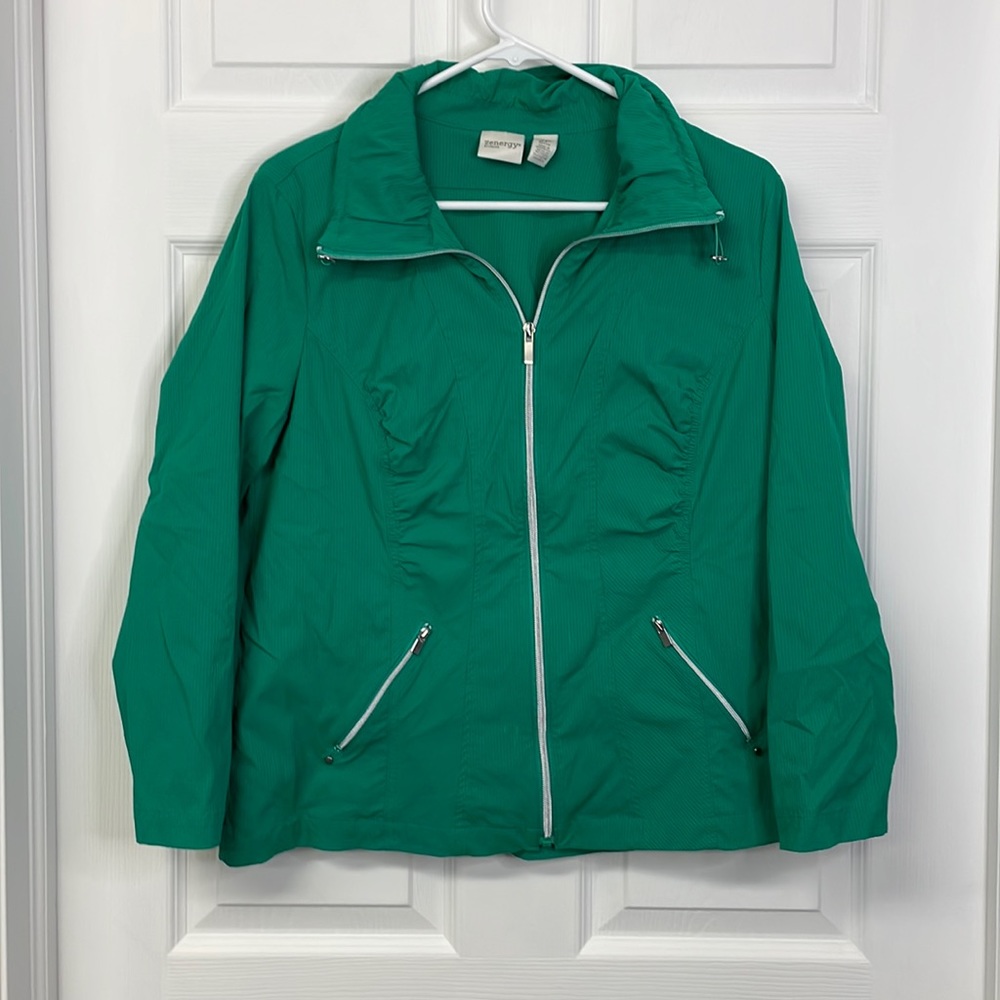 Chico's Green Zip-Up Jacket